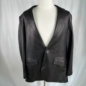 Rare Vintage Continental Leather Fashions Blazer Men 44 Black Soft Western Yoke